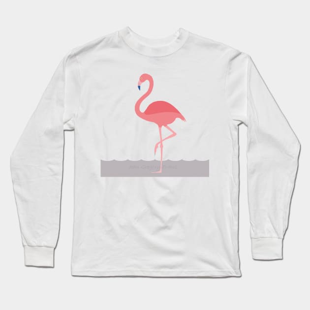 PINK FLAMINGO WADING Long Sleeve T-Shirt by JeanGregoryEvans1